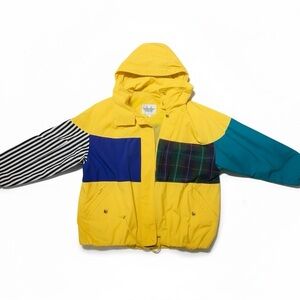 Mulberry Street Colorblock Patchwork Jacket XL Hooded Windbreaker 90s Vintage